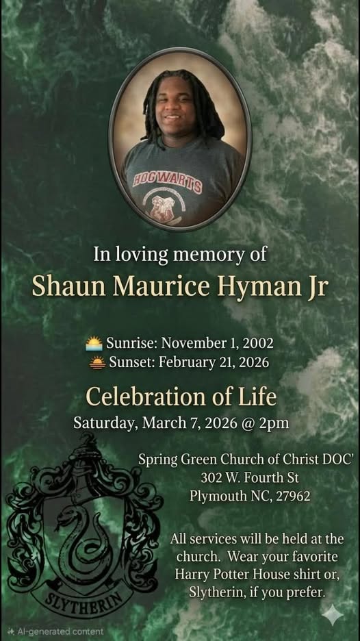 Shaun Maurice Hyman Jr., Ahoskie, NC Death, Obituary